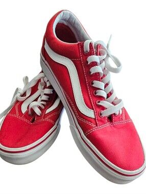 Vans Red & White Old Skool Classic Skate Shoes Women's 8 Men's 6.5